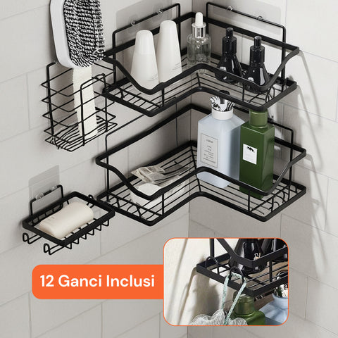 avilia home kit 4 mensole adesive da parete in metallo con ganci senza fori ean 8052879010996