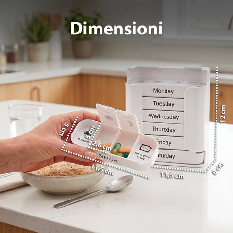 avilia home organizer pillole settimanale 7 giorni con contenitori giornalieri rimovibili e portatili ean 8052879011429