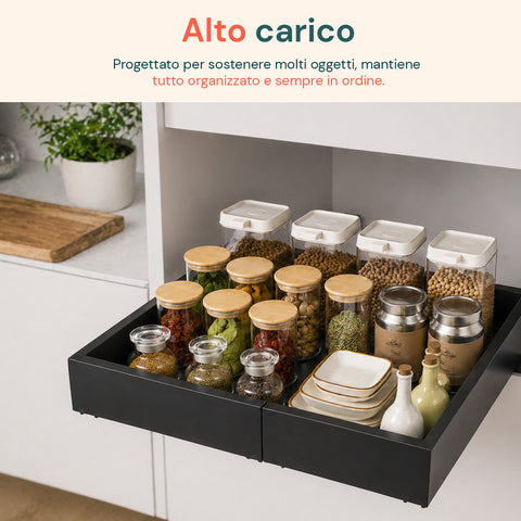avilia home ripiano estraibile ed espandibile nero 3252 cm in metallo organizzatore scorrevole per mobili e dispensa ean 8052879010811