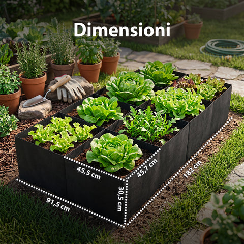 zendea orto rialzato in tessuto 480l con 8 scomparti in acciaio inox 304 182x91 cm per verdure e piante e pronto alluso ean 8050030810515