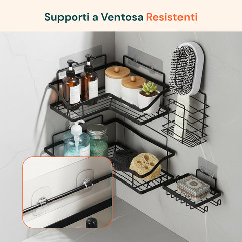 avilia home kit 4 mensole adesive da parete in metallo con ganci senza fori ean 8052879010996