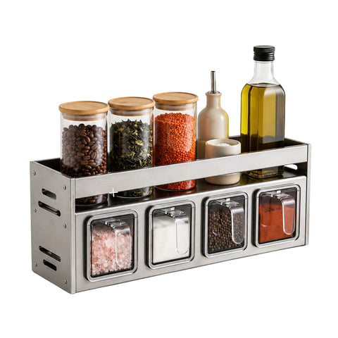 avilia home organizer in acciaio con 4 contenitori estraibili e ripiano superiore 35x105x12 cm portata 10 kg ean 8052879011559