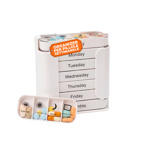 avilia home organizer pillole settimanale 7 giorni con contenitori giornalieri rimovibili e portatili ean 8052879011429