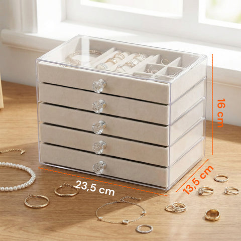 avilia home scatola portagioie 5 cassetti organizer gioielli con scomparti multimisura ean 8052879011634