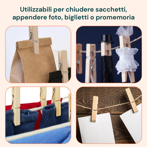 avilia home set 100 mollette in legno multiuso con molla in acciaio ean 8052879010712
