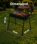 zendea barbecue a carbone e legna in acciaio con gambe alte braciere 74x38 cm e griglia 70x34 cm ad ampia superficie di cottura ean 8056819079531