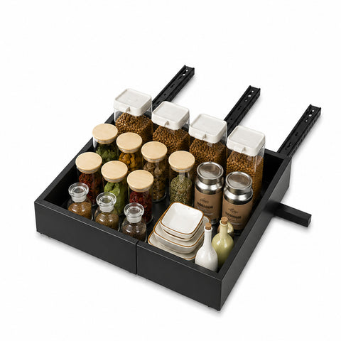 avilia home ripiano estraibile ed espandibile nero 3252 cm in metallo organizzatore scorrevole per mobili e dispensa ean 8052879010811