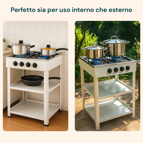 staylux cucina a gas da esterno con supporto e 2 ripiani acciaio potente e pratica ean 8055954980054