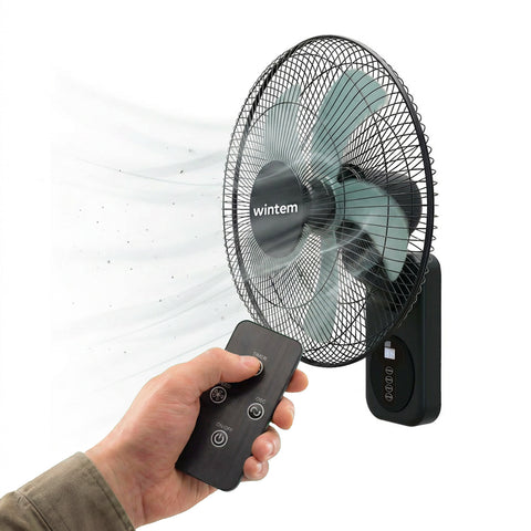 wintem barrow ventilatore da parete nero 40cm 60w 8 velocita con telecomando e timer 9h oscillazione 120 e inclinazione 30 ean 8056819040210