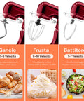 Avilia Impastatrice Planetaria 1500W Ciotola Inox 5L 10 Velocità con Ricettario, Accessori e Funzione Pulse Rossa Ean-8056819047578