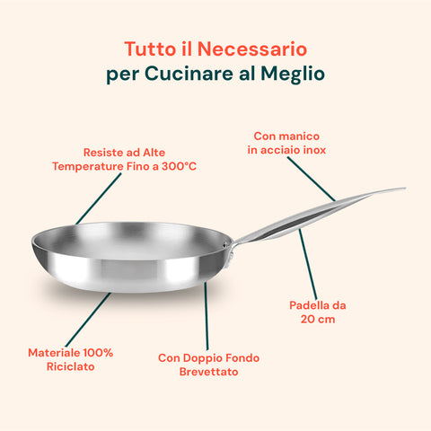 Padella Svasata Alta in Alluminio con Manico Inox – Vari Formati