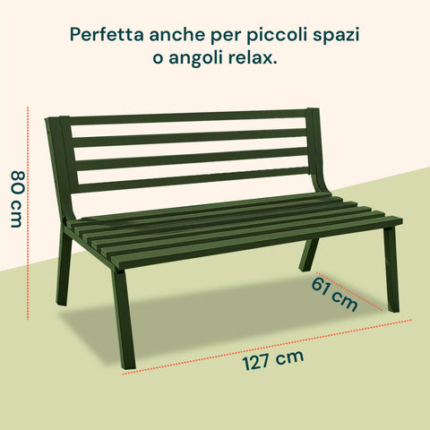 Panca Montecarlo Verde In Acciaio Verniciato Con Design Moderno