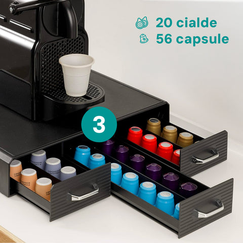 Avilia Portacapsule e Cialde con 3 Scomparti fino a 56 Capsule Design Moderno Ean 8056819052619