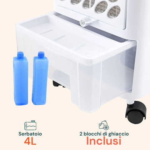 Raffrescatore 80w Confflusso 300m³/H, 3 Velocità E Serbatoio 4l Acqua E Ghiaccio