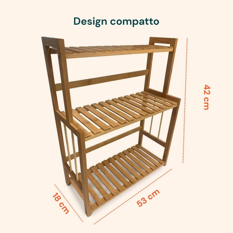 Design compatto con dimensioni 42x18x53cm perfetto per spazi ridotti e angoli inutilizzati, ottimizza organizzazione senza ingombrare