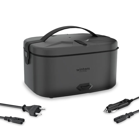 Scaldavivande elettrico Lunchy+ 3 in 1 da 80W in acciaio inox con doppia presa per casa e auto, contenitore 1,5L con posate incluse
