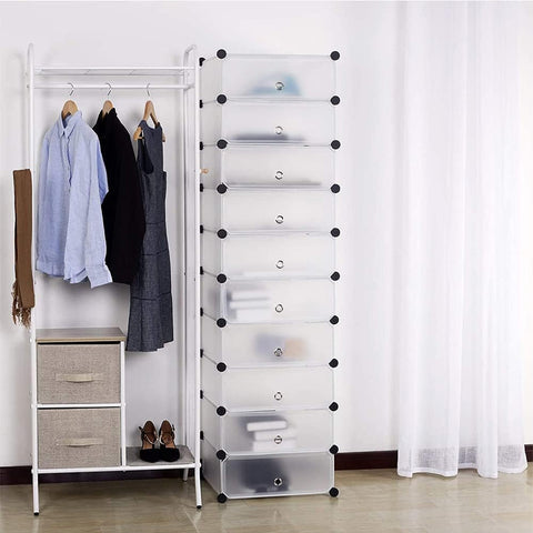 Scarpiera Multiuso 10 Ripiani Modulabili 40x17x10cm per Casa e Ufficio