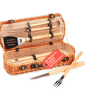 Cesto Set Bbq Portatile Con 5 Accessori In Valigetta Vimini