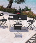Set Koby Double Salotto Con Tavolo E 4 Sedie Pieghevoli In Metallo Antracite