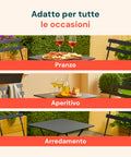 Set Koby Salotto Con Tavolo E 2 Sedie Pieghevoli In Metallo Antracite