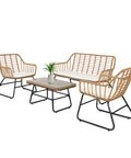 Set Cebu Salotto Con Tavolo In Vetro Divano E 2 Poltrone In Polyrattan