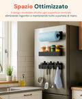 Set 3 Organizer Magnetico Cucina: Porta Spezie, Barattoli e Porta Rotolo Senza Fori