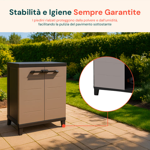 Mobile Basso Prime in Plastica Antiumidità 66x40x88 cm per Spazi Ristretti