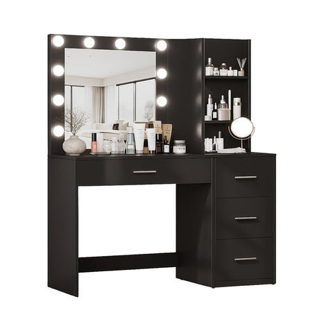 Scrivania con Specchio e Luci LED 3 Tonalità Naturale, Calda, Fredda per Make-Up e Organizzazione