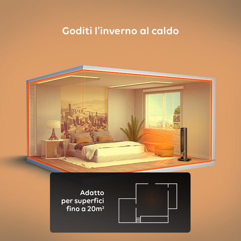 Wintem Termoventilatore Ceramico Uriel 2000W a Torre Portatile con Telecomando, Timer 12h, Protezione Anti Caduta ed Effetto Fiamma Ean-8052286431339