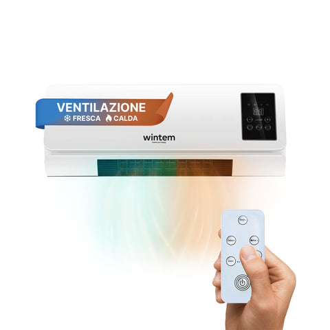 Wintem Termoventilatore a Parete Elettrico 2000W  con Ventilazione Calda/Fresca Telecomando e Timer 6 ore Ean-8052286431186