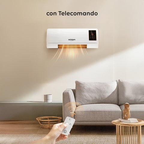 Wintem Termoventilatore a Parete Elettrico 2000W  con Ventilazione Calda/Fresca Telecomando e Timer 6 ore Ean-8052286431186