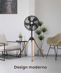 Wintem Ventilatore 50W Cold Mama 3 Velocità con Pale 40 cm, Treppiede Richiudibile Legno e Altezza Regolabile Struttura Metallo Ean-8052286431773