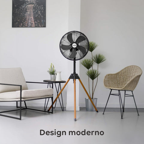 Wintem Ventilatore 50W Cold Mama 3 Velocità con Pale 40 cm, Treppiede Richiudibile Legno e Altezza Regolabile Struttura Metallo Ean-8052286431773
