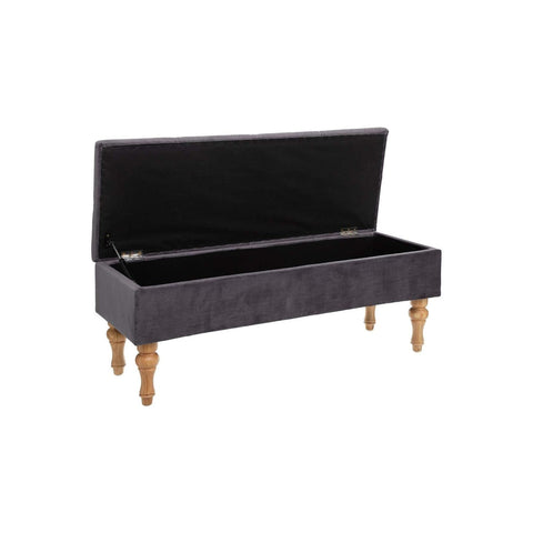 Panca Cassapanca in Velluto 102x38x41cm Grigio