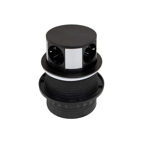 Multipresa A Scomparsa Verticale Con 3 Prese Schuko Eu E 2 Porte Usb ø 10cm