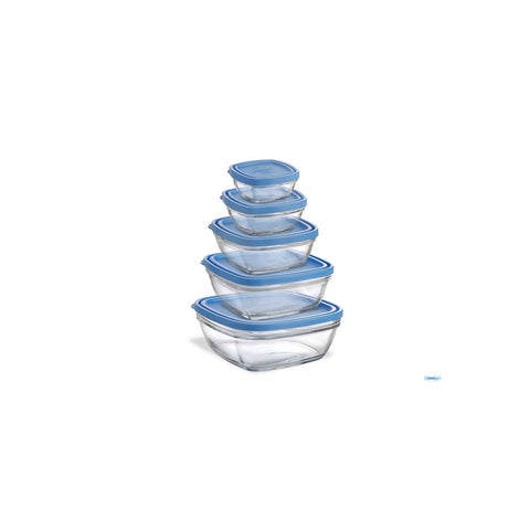 Set 5 Ciotole Con Coperchio 9 11 14 17 E 20 Cm