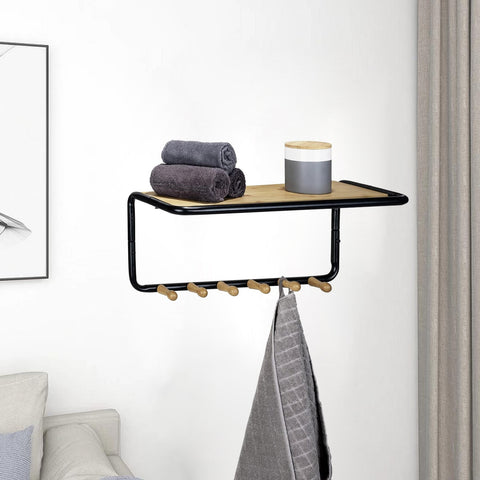 immagine-2-wenko-appendiabiti-da-parete-con-1-ripiano-e-6-ganci-in-bambu-in-metallo-nero-ean-4008838390207