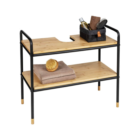immagine-2-wenko-scaffale-in-metallo-e-bamboo-con-2-ripiani-h-60cm-ean-4008838386965