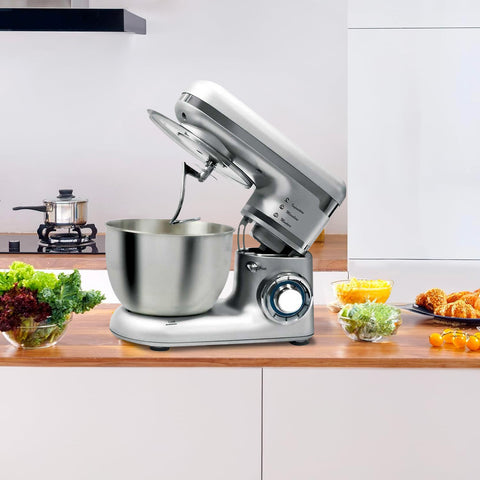 Impastatrice 1000W con Ciotola 4,5L in Acciaio Inox, 8 Velocità e 3 Accessori Inclusi Silver Ean-8054890610803